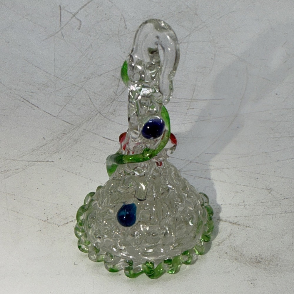Vintage Spun Glass Christmas Ornament Green Red Blue - Picture 4 of 6